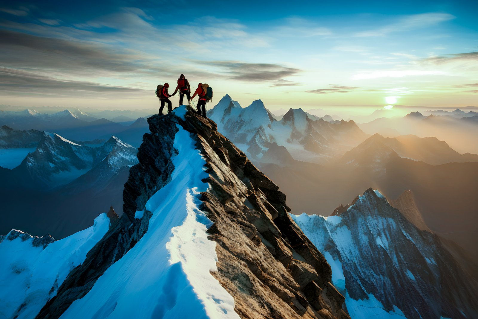 3 climbers on the top - generative AI